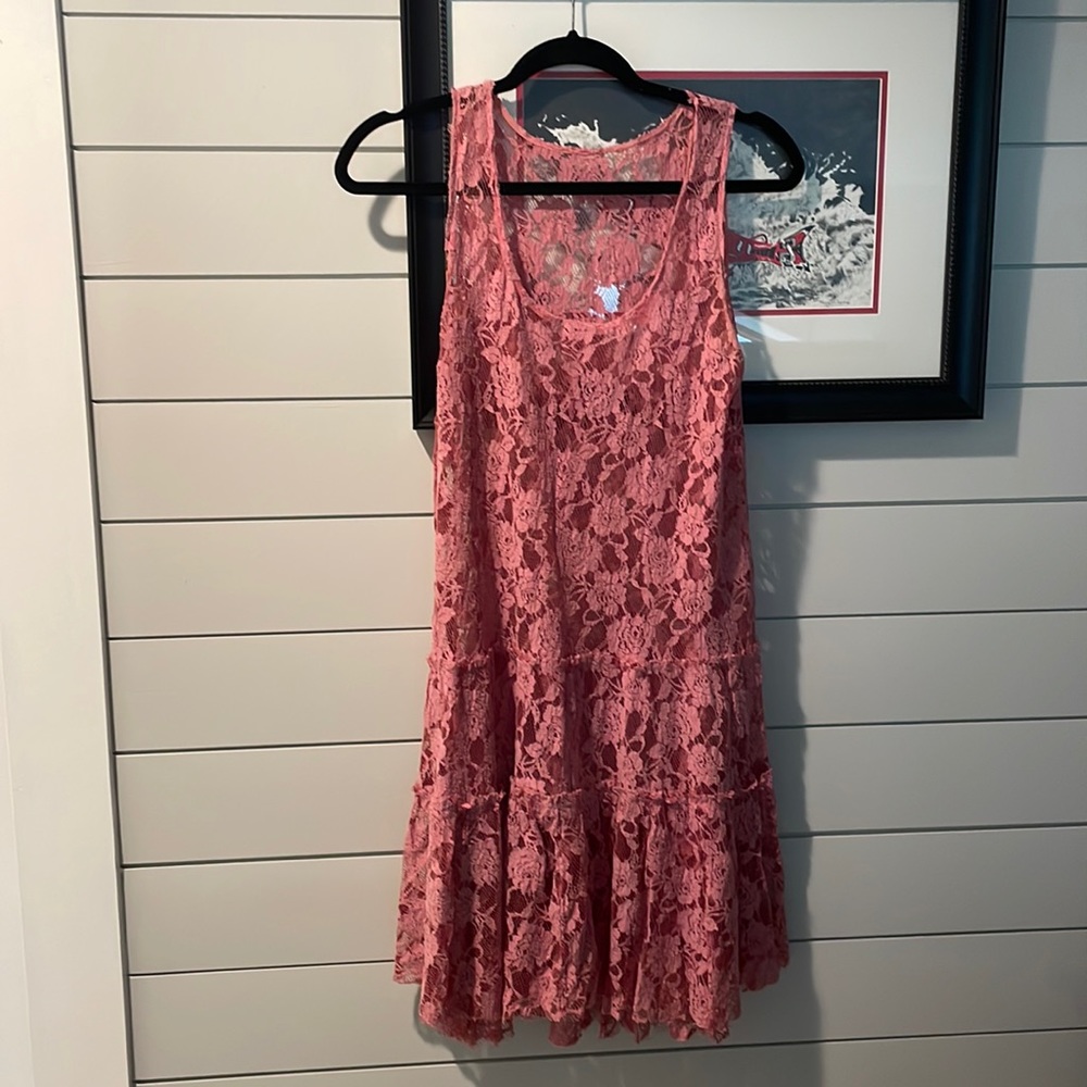 Free people Dusty Rose floral lace dress